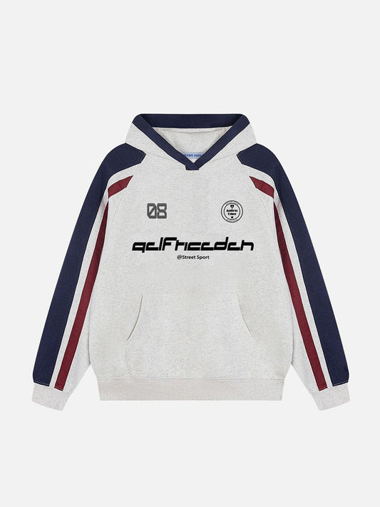 Apex Oversized Racing Stripe Colour Block Hoodie Bold Graphic Pullover for Casual Wear