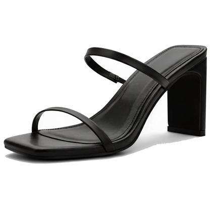 Eline Elegant Square Toe Block Heels for Events with Straps