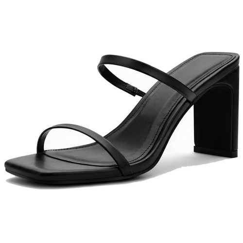 Eline Elegant Square Toe Block Heels for Events with Straps