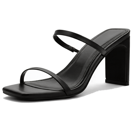 Eline Elegant Square Toe Block Heels for Events with Straps