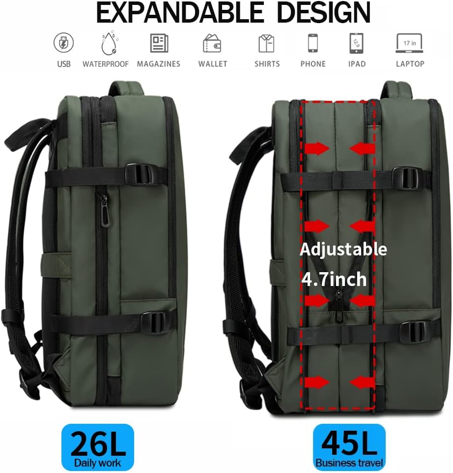 Avery Expandable 26-45L Travel Backpack and Duffle