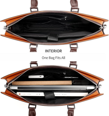 Morgan Genuine Leather Laptop Briefcase for Work