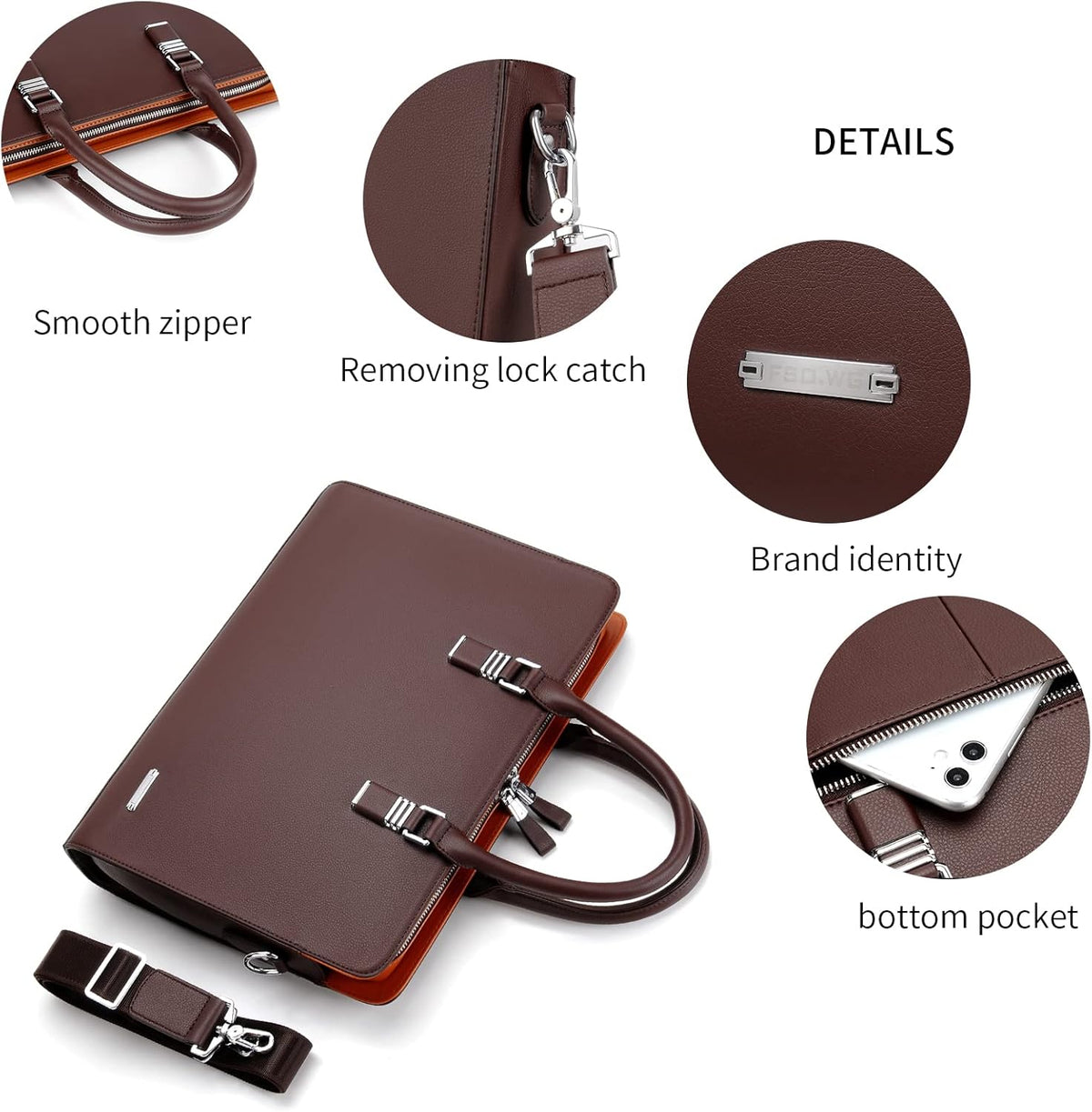 Morgan Genuine Leather Laptop Briefcase for Work