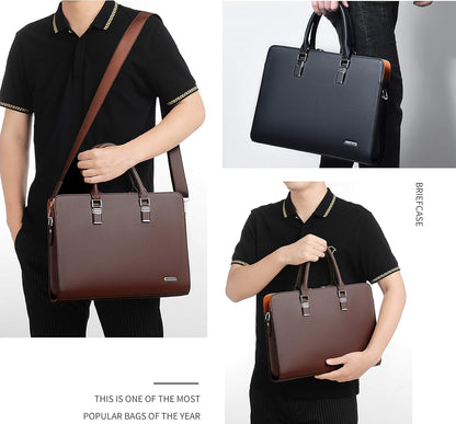 Morgan Genuine Leather Laptop Briefcase for Work