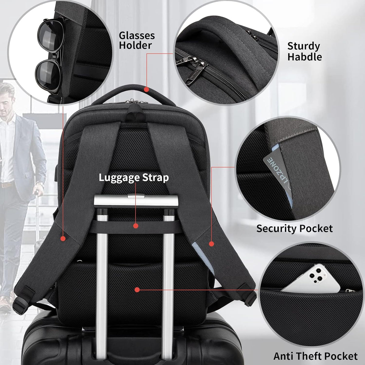 Rory Water-Resistant 17-Inch Laptop Travel Backpack