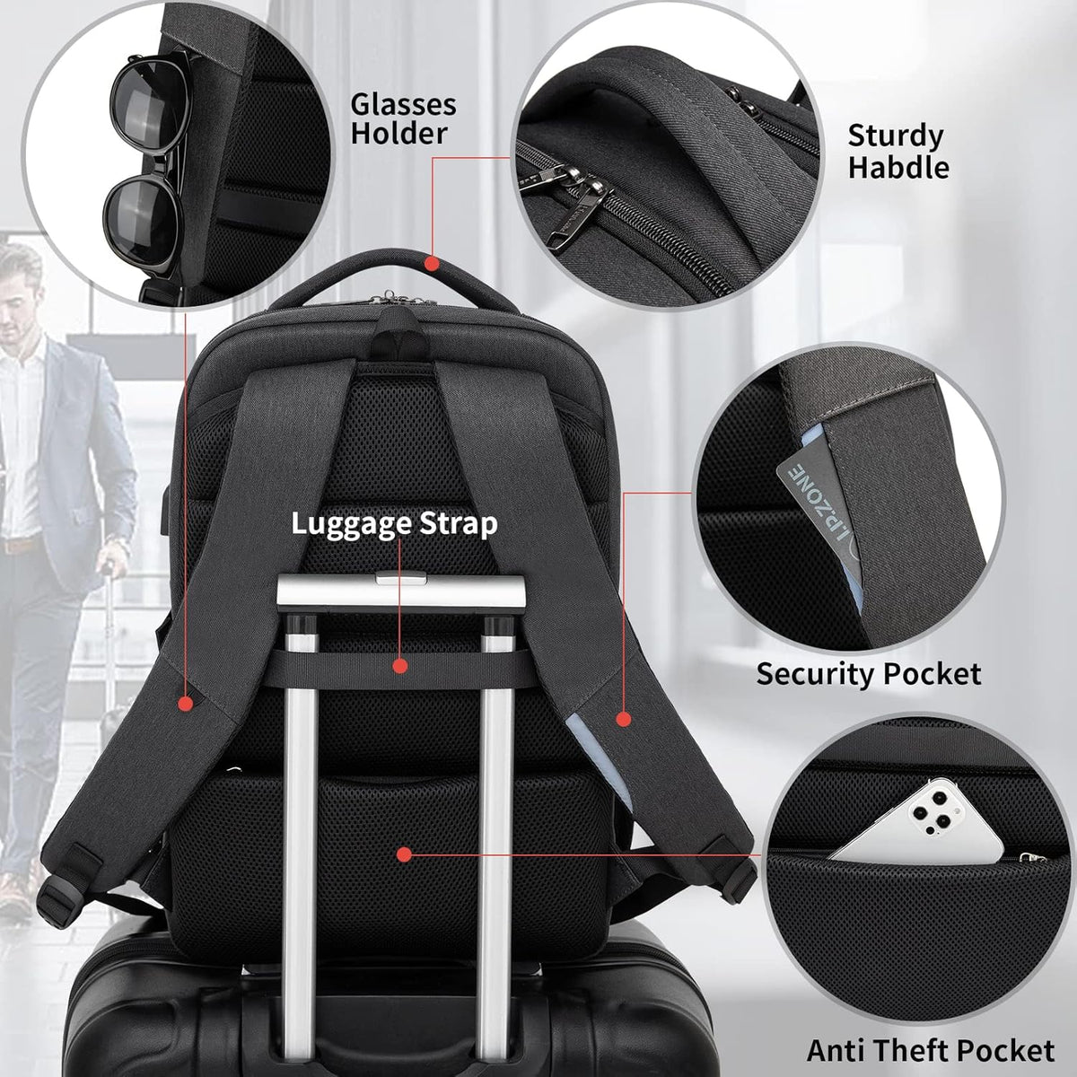 Rory Water-Resistant 17-Inch Laptop Travel Backpack