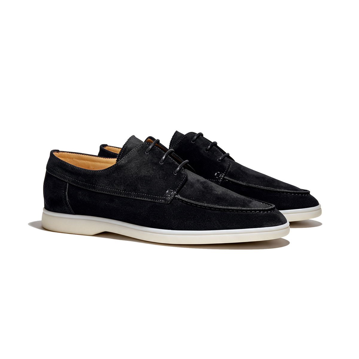 Diederik black suede lace-up loafers for men