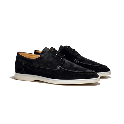 Diederik black suede lace-up loafers for men