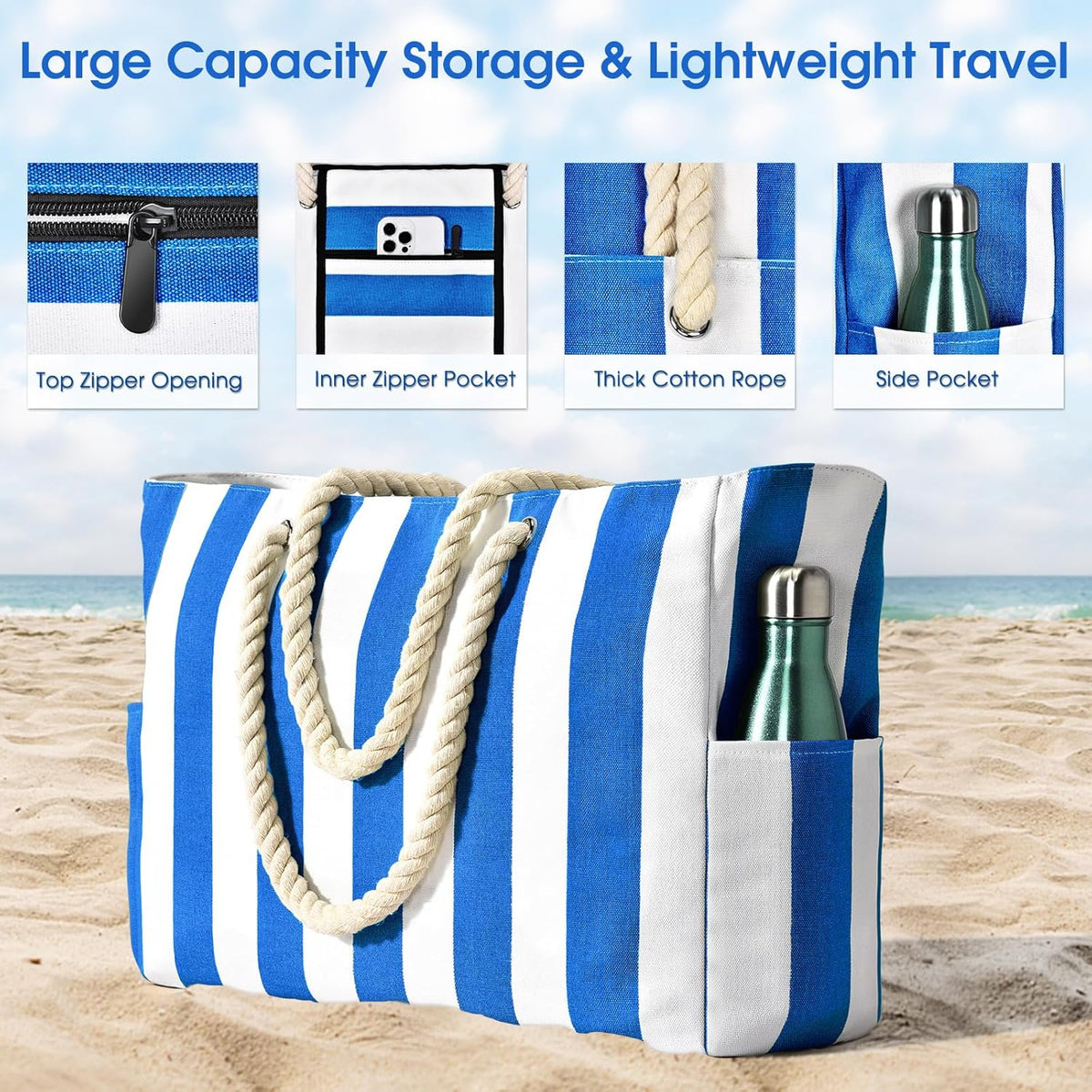 SandAway Oversized Sandproof Beach Tote for Holidays