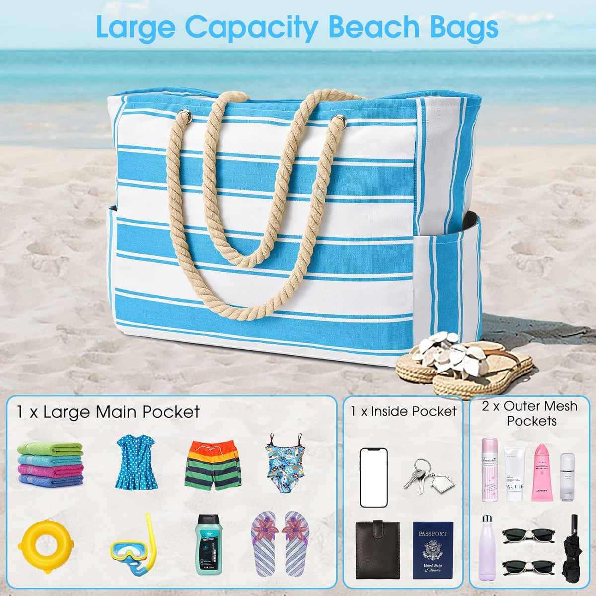 SandAway Oversized Sandproof Beach Tote for Holidays