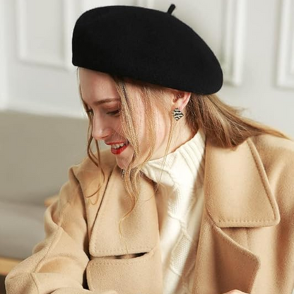 Evelyne Classic French Wool Beret for Autumn and Winter