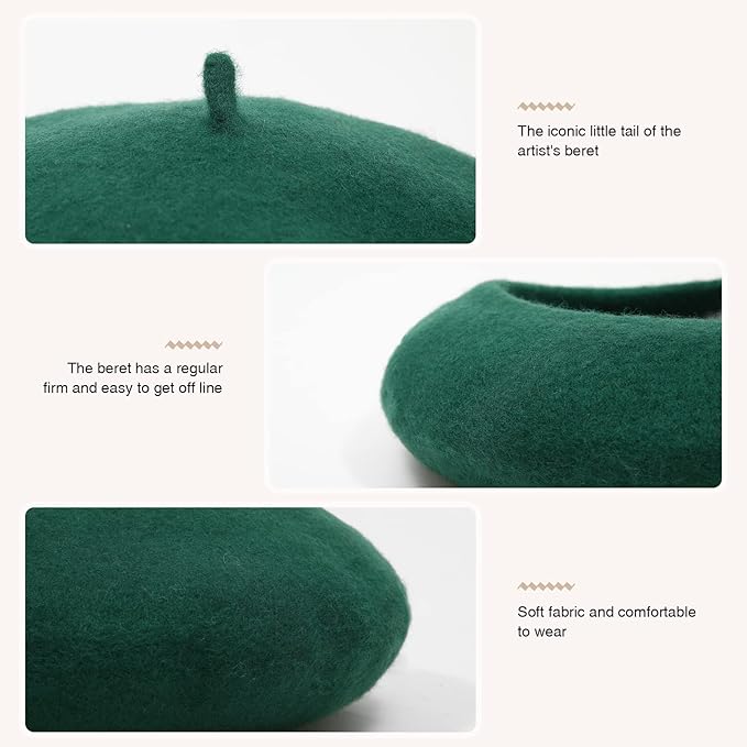 Evelyne Classic French Wool Beret for Autumn and Winter