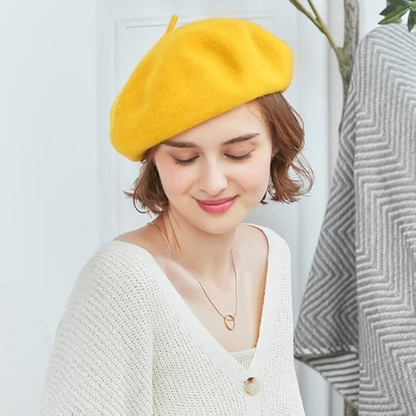 Evelyne Classic French Wool Beret for Autumn and Winter