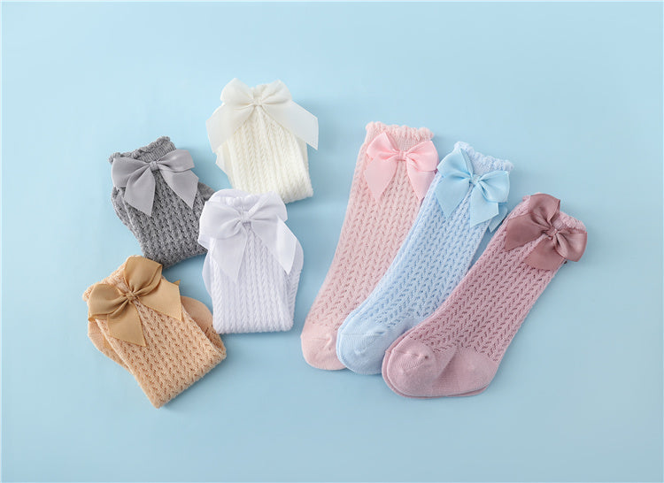 Isla Soft Cotton Baby Socks for Girls with Big Bow