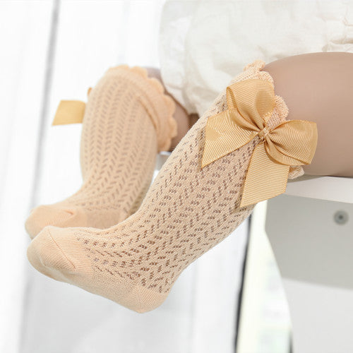 Isla Soft Cotton Baby Socks for Girls with Big Bow