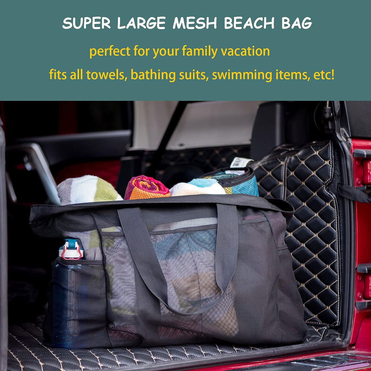 Marina Extra-Large Mesh Beach Tote Set with Zip