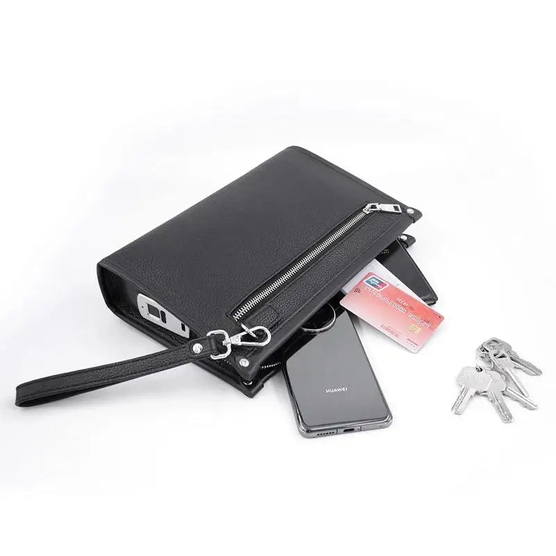 Sebastian Leather Business Clutch with Fingerprint Lock