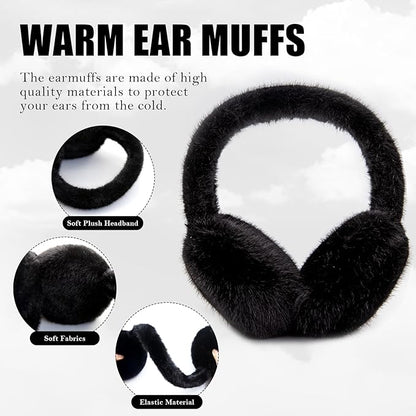 FauxSnugs Fluffy Ear Warmers for Winter with Fleece Lining