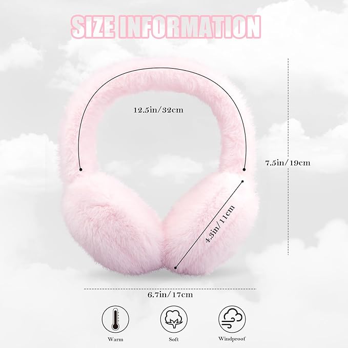 FauxSnugs Fluffy Ear Warmers for Winter with Fleece Lining