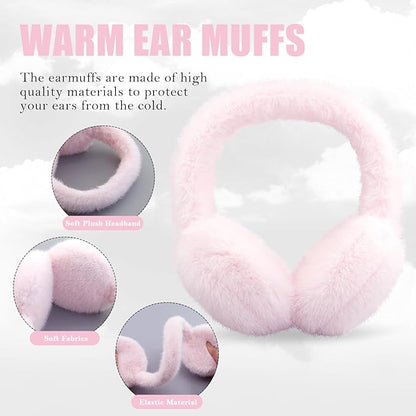FauxSnugs Fluffy Ear Warmers for Winter with Fleece Lining