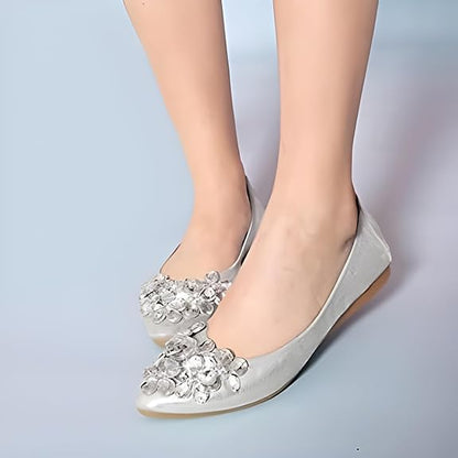 Yelena Sparkly Ballet Flats for Parties with Foldable Sole