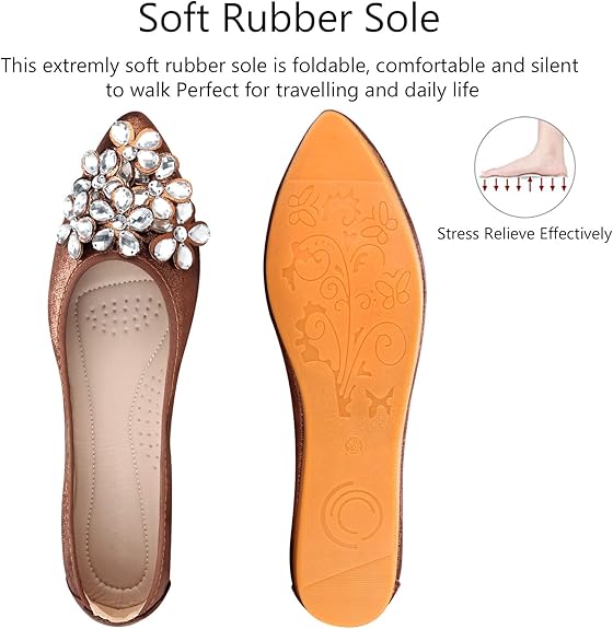 Yelena Sparkly Ballet Flats for Parties with Foldable Sole