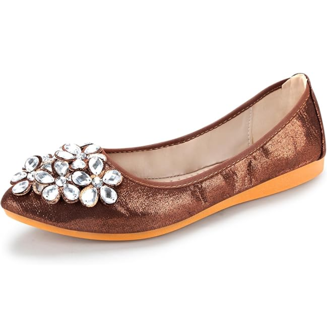 Yelena Sparkly Ballet Flats for Parties with Foldable Sole