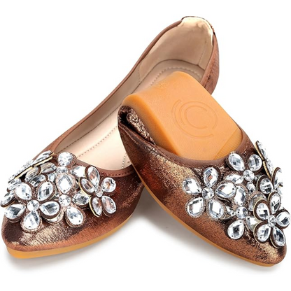 Yelena Sparkly Ballet Flats for Parties with Foldable Sole