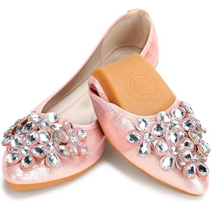 Yelena Sparkly Ballet Flats for Parties with Foldable Sole