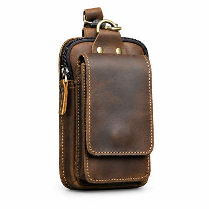 Lorenzo genuine leather waist pack in dark brown
