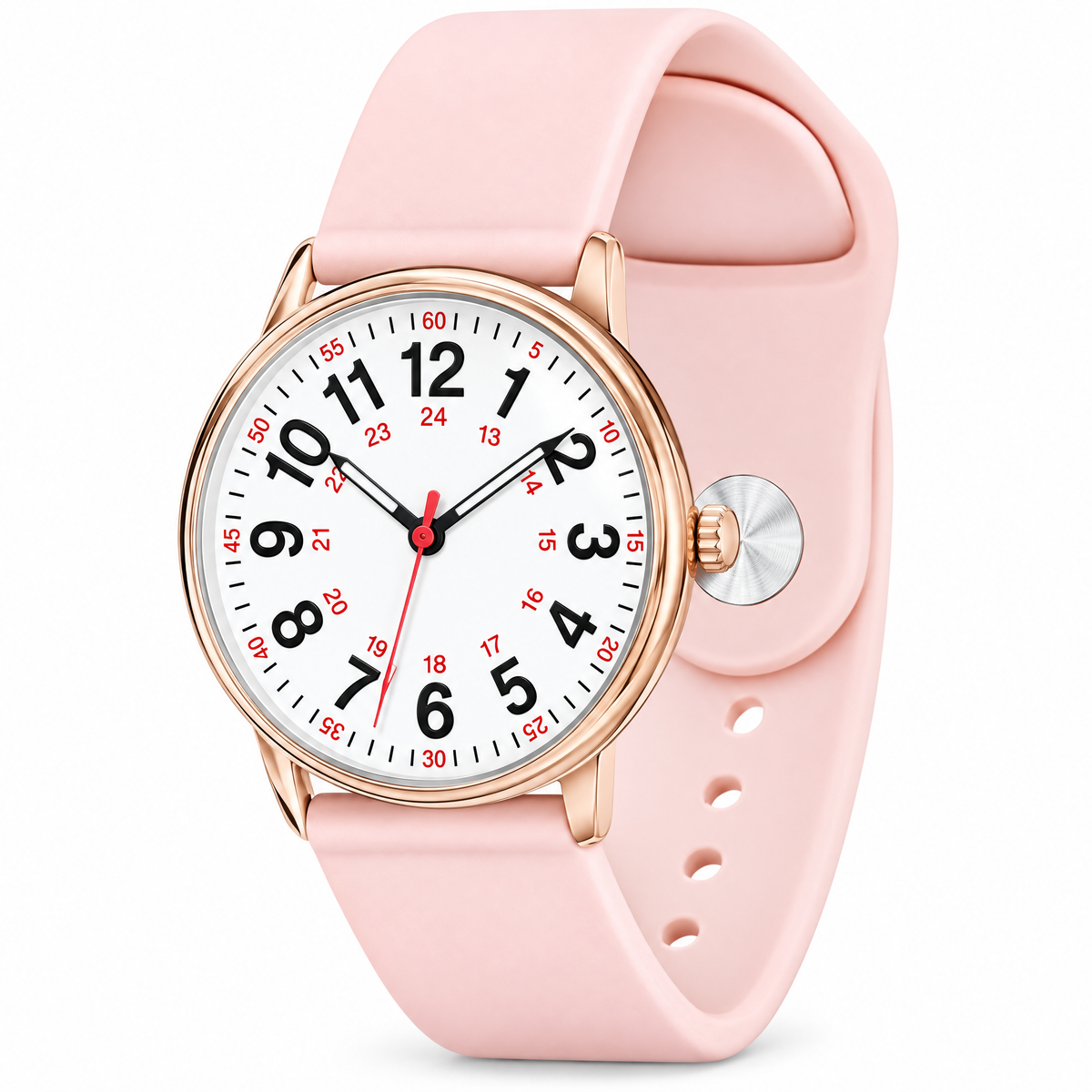 Denny nurse watch with pink silicone strap