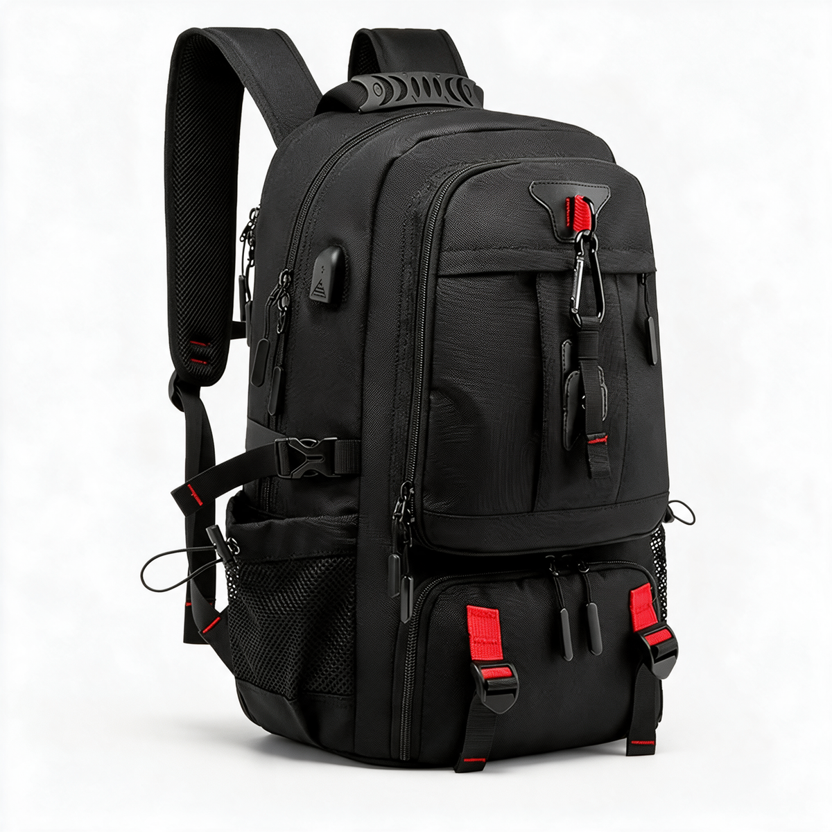 Rowan expandable black travel laptop backpack