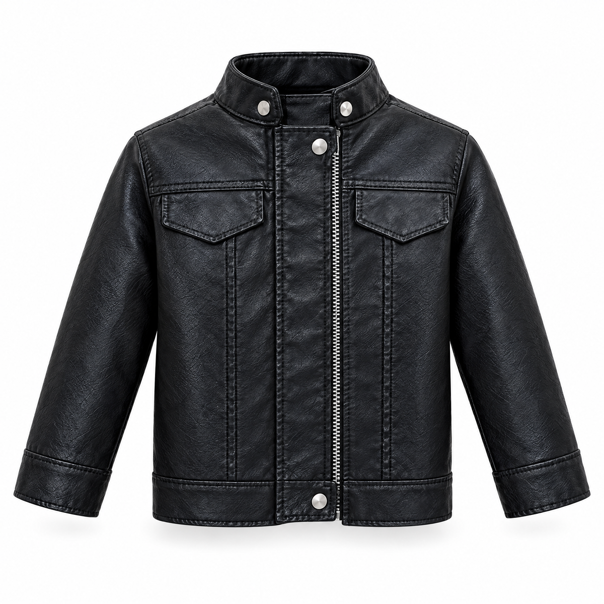 Oliver black faux leather jacket for boys