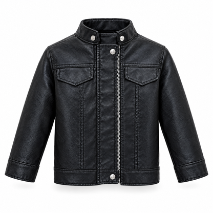 Oliver black faux leather jacket for boys