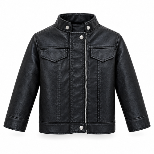 Oliver black faux leather jacket for boys