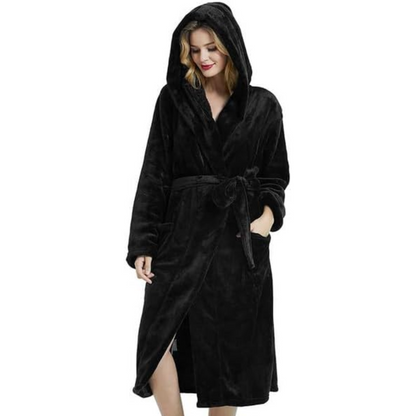 Vivianne Plush Fleece Hooded Bathrobe for Lounging