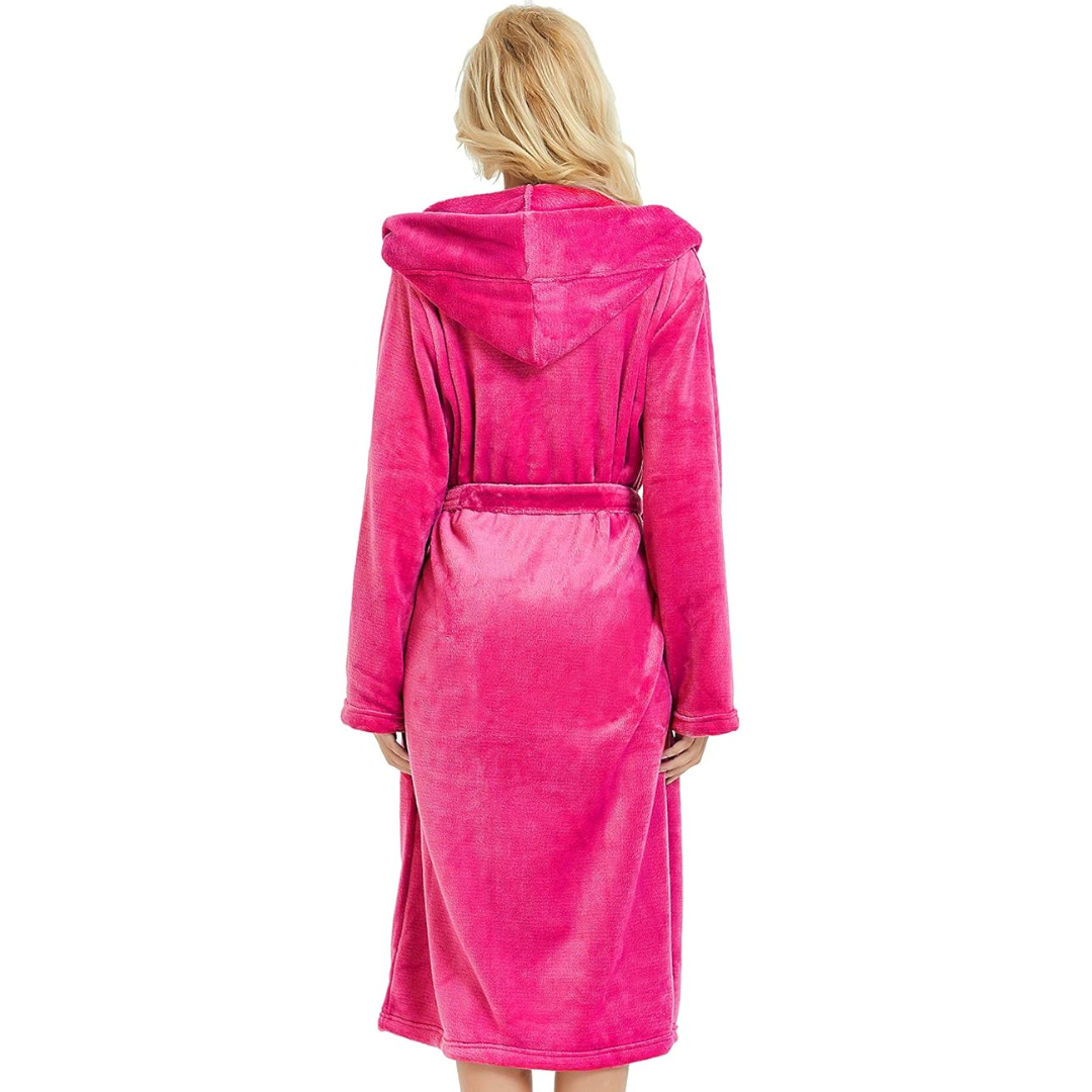 Vivianne Plush Fleece Hooded Bathrobe for Lounging