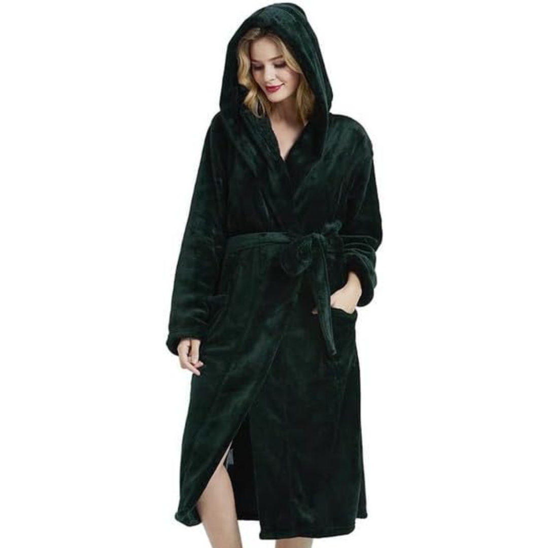 Vivianne Plush Fleece Hooded Bathrobe for Lounging