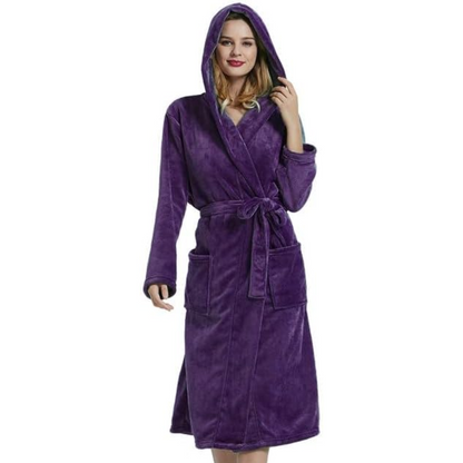 Vivianne Plush Fleece Hooded Bathrobe for Lounging