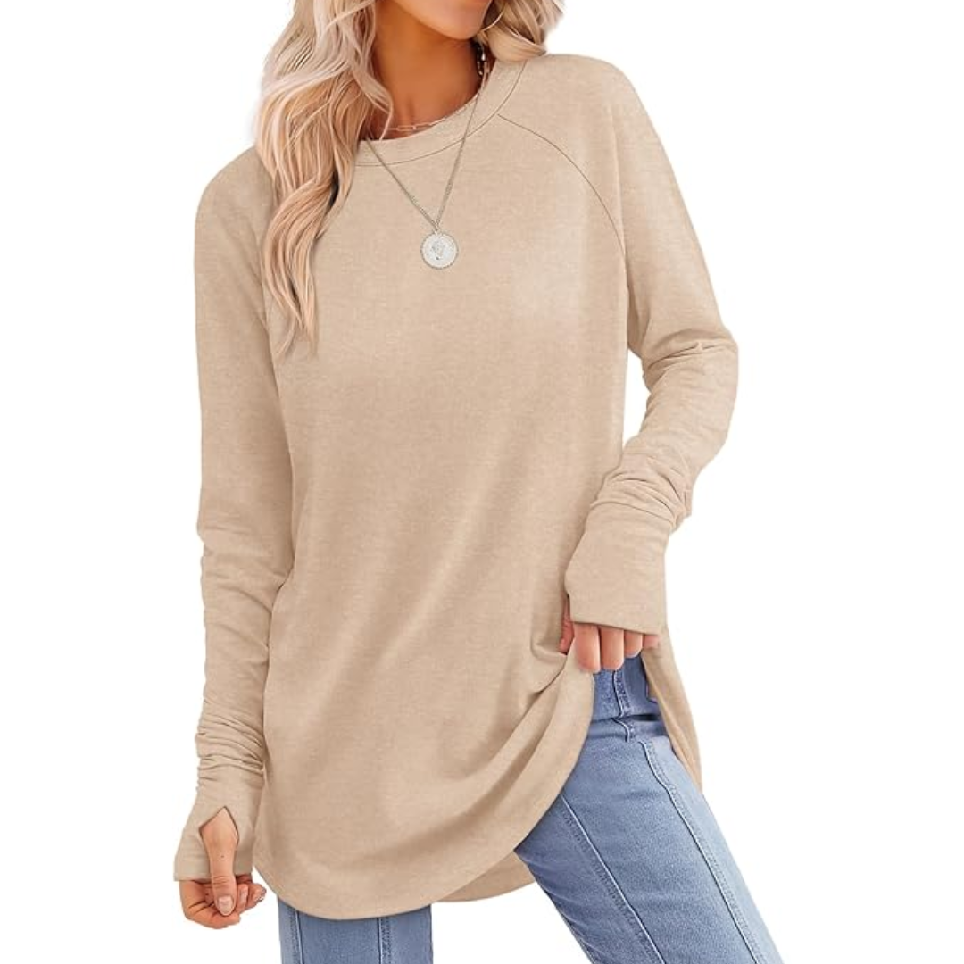Tamari Soft Tunic Top for Leggings with Thumbhole Sleeves