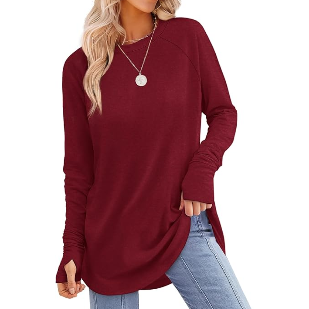 Tamari Soft Tunic Top for Leggings with Thumbhole Sleeves