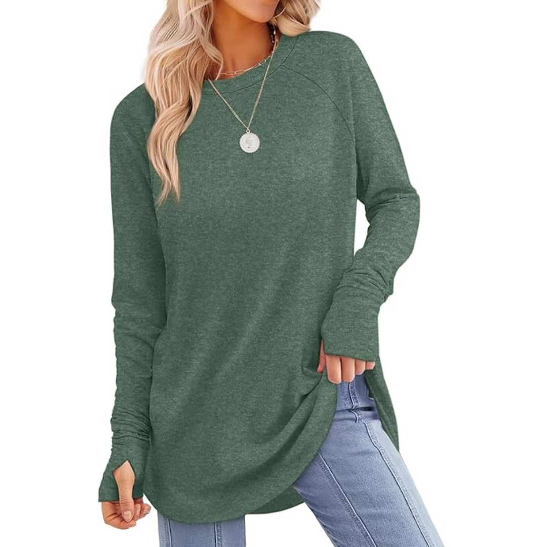 Tamari Soft Tunic Top for Leggings with Thumbhole Sleeves