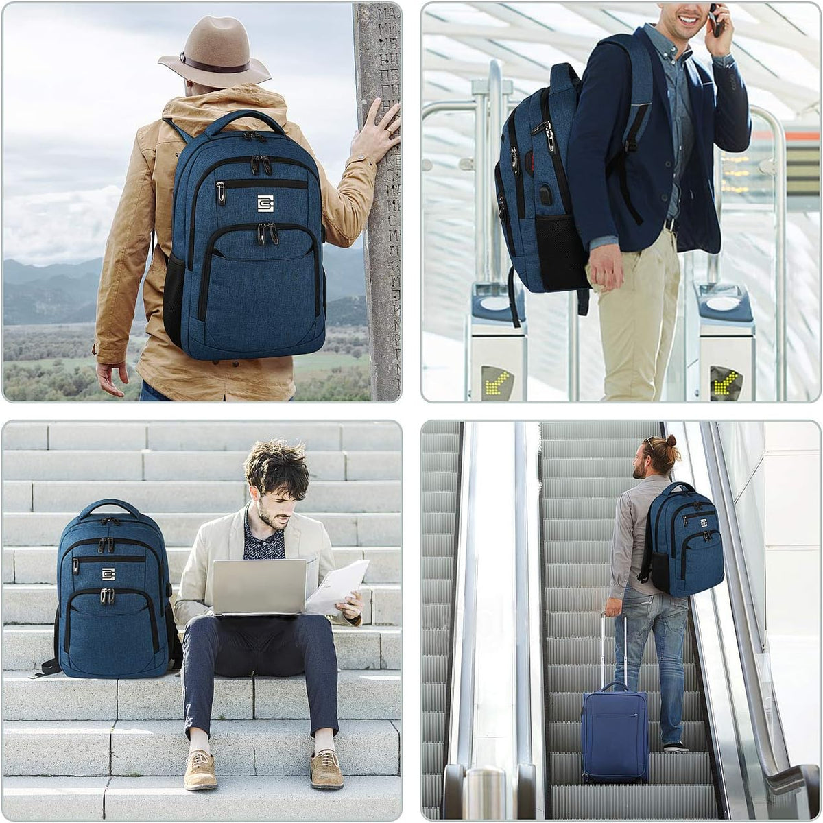 Quinn Slim Anti-Theft Laptop Backpack with USB Port
