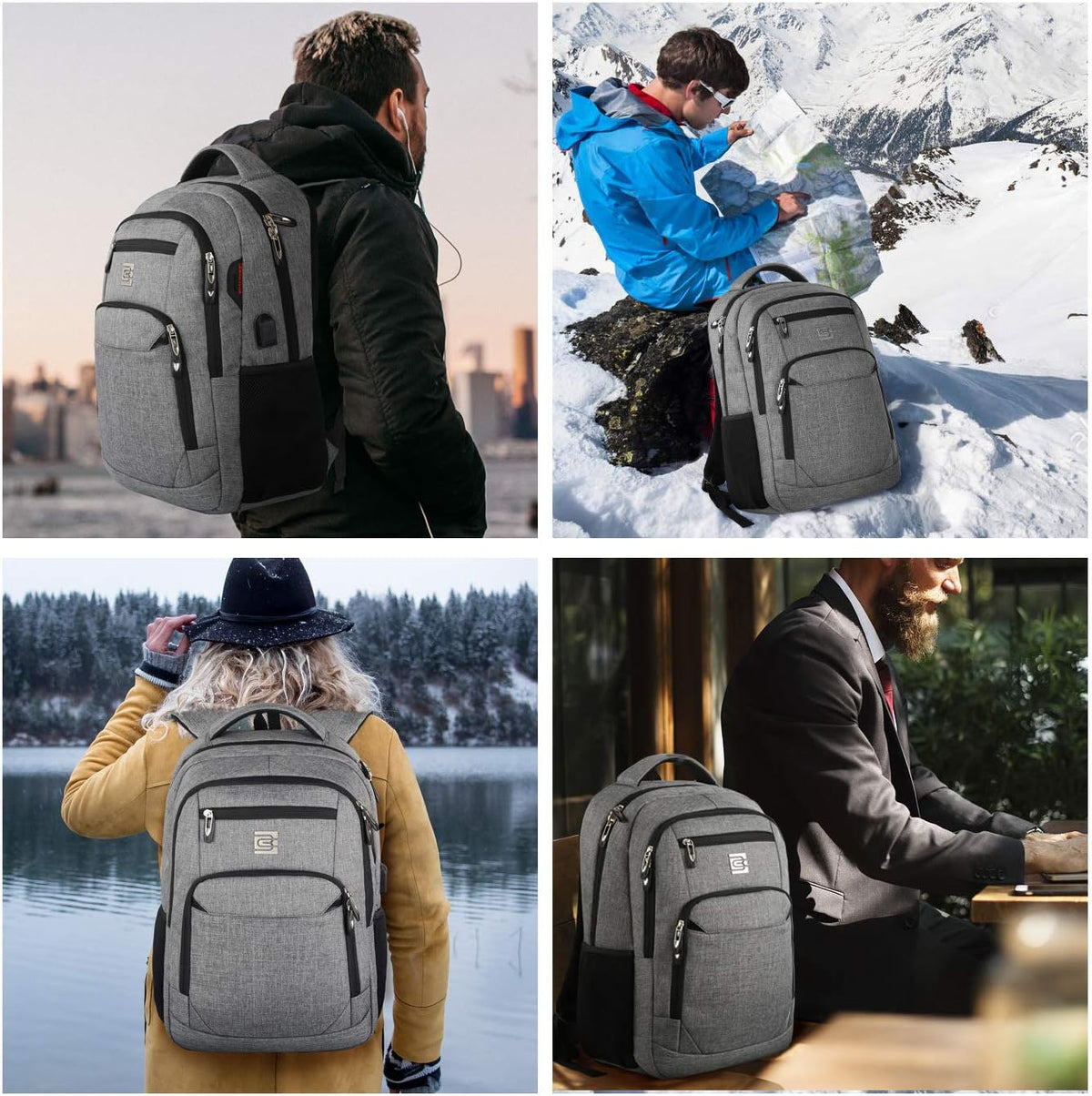 Quinn Slim Anti-Theft Laptop Backpack with USB Port