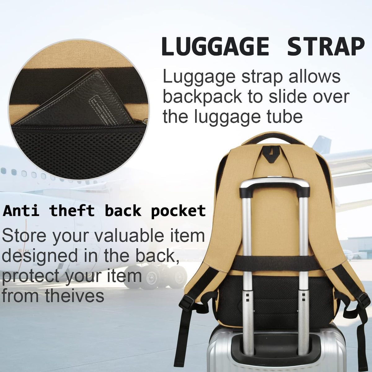 Quinn Slim Anti-Theft Laptop Backpack with USB Port