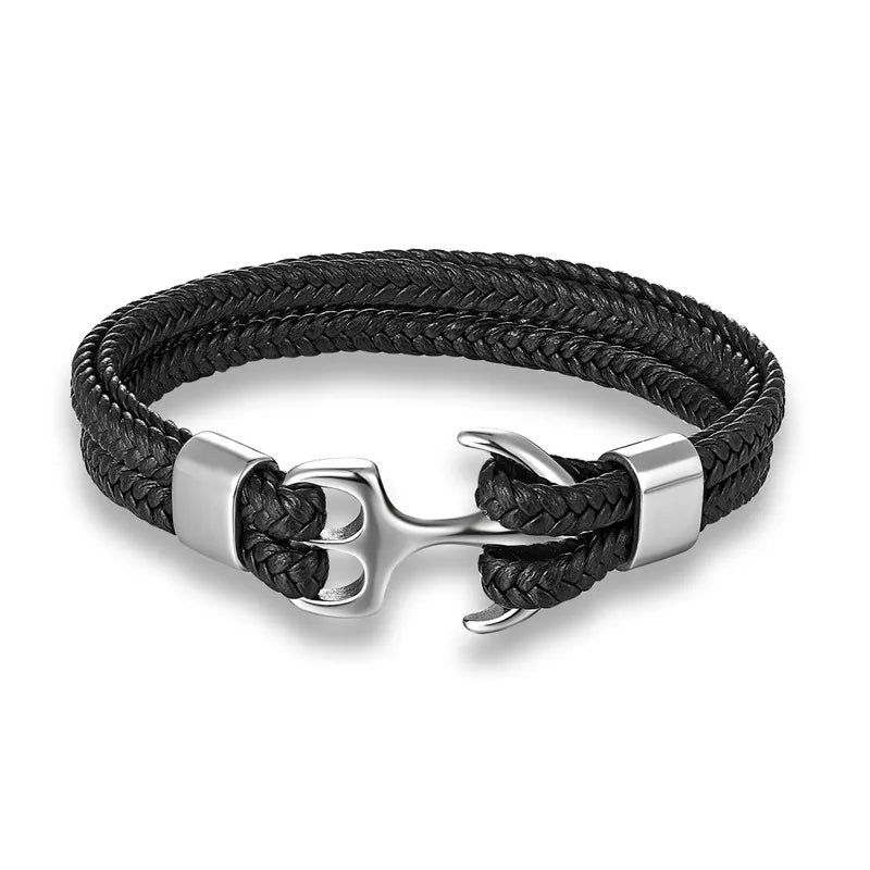 Marcus Nautical Anchor Leather Bracelet for Men