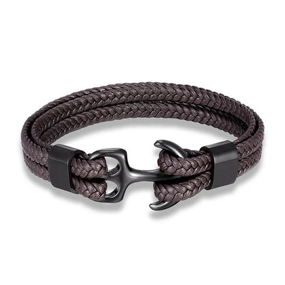 Marcus Nautical Anchor Leather Bracelet for Men