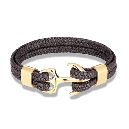 Marcus Nautical Anchor Leather Bracelet for Men