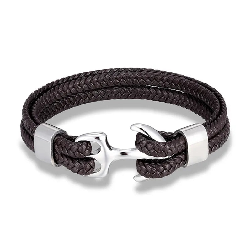 Marcus Nautical Anchor Leather Bracelet for Men