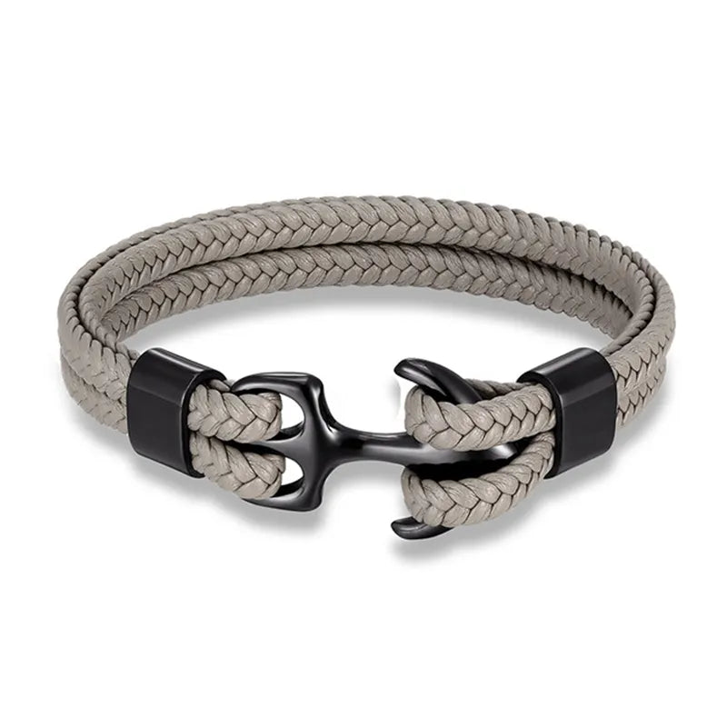 Marcus Nautical Anchor Leather Bracelet for Men